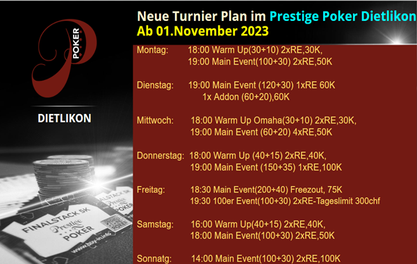 Turnierprogram Ab 01.November NEU im PP