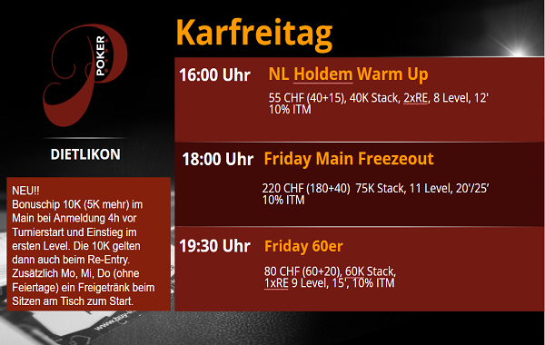 Karfreitag: 180+40 Freezeout um 18:00