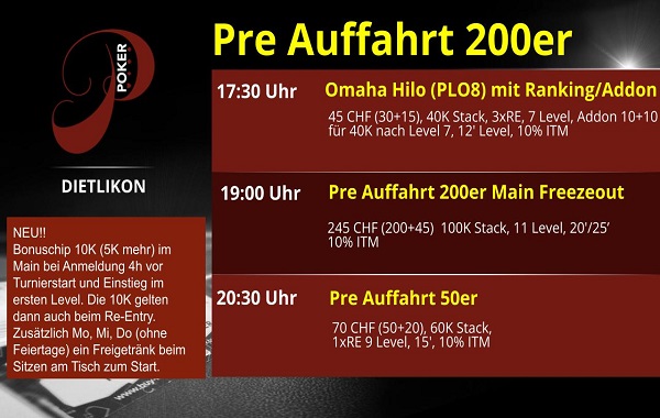 Pre Auffahrt mit 200er Freezeout, PLO8 und 50er
