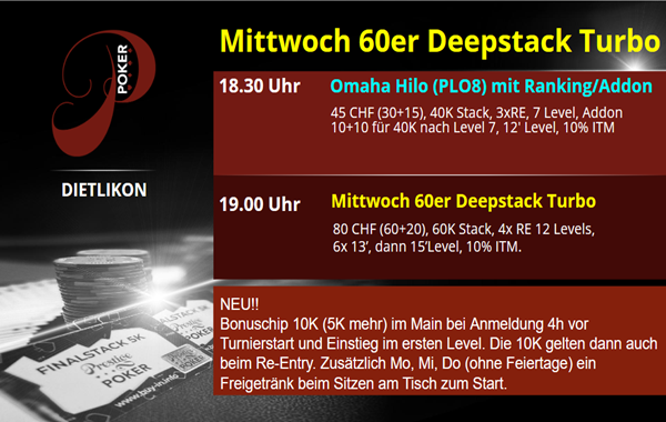 Mittwoch - das 60er Deepstack Turbo is back