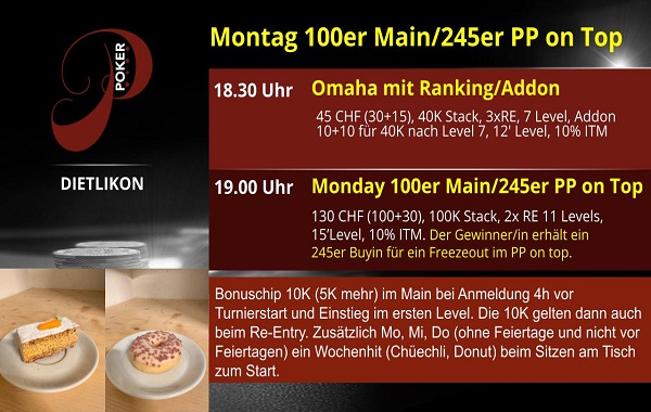 Montag 100er Main - 245 PP Ticket on top for winner