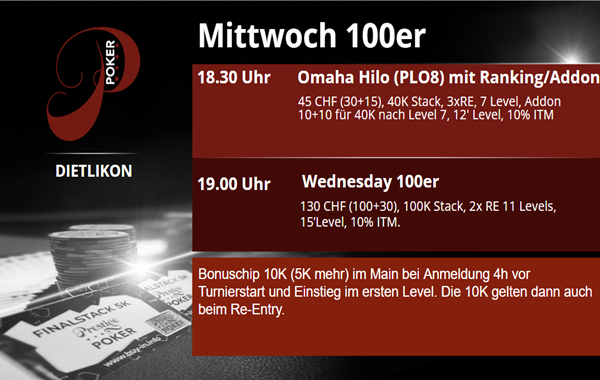 Mittwoch im Prestige Poker