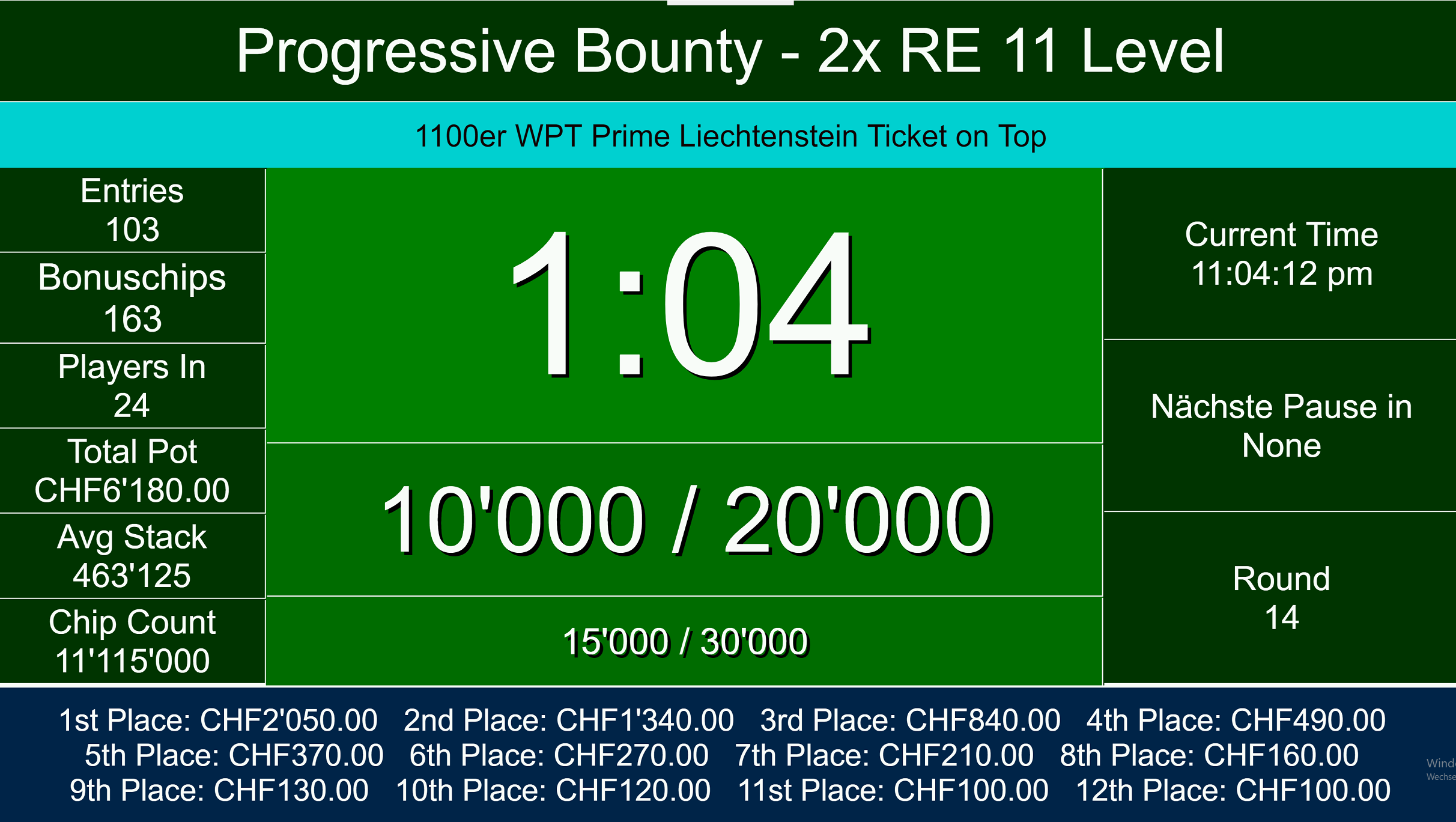 Progressive Bounty - WPT 1100 on top.