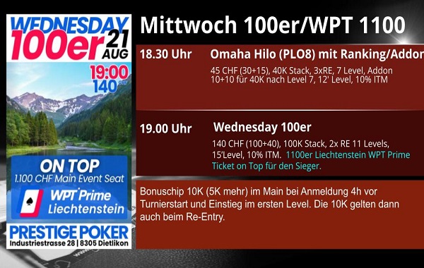 Mittwoch 100er mit 1100 on top for winner