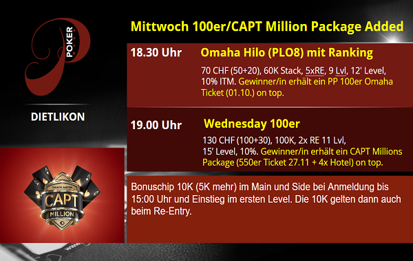 Birthday week Mittwoch: 100er mit einem CAPT Millons Wien Package on top!