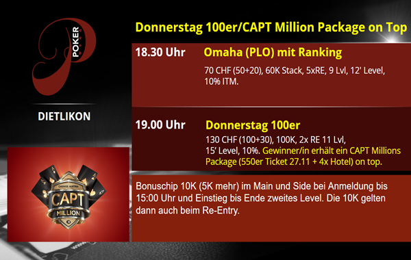 PP am Donnerstag - CAPT Millions Wien Package on Top