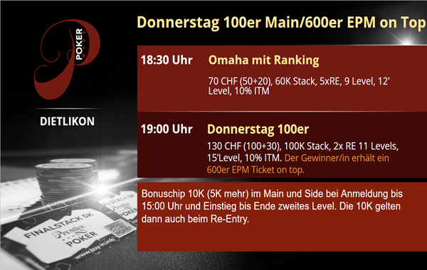 Donnerstag Main/600er EPM Ticket on Top